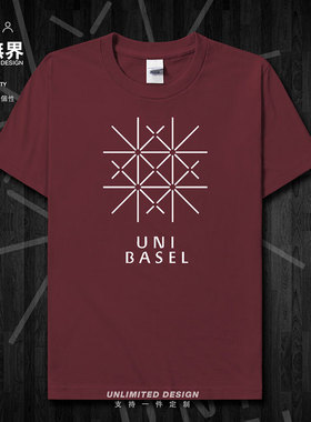 巴塞尔大学纯棉短袖T恤男女夏瑞士名校学生毕业衫圆领衣服设 无界