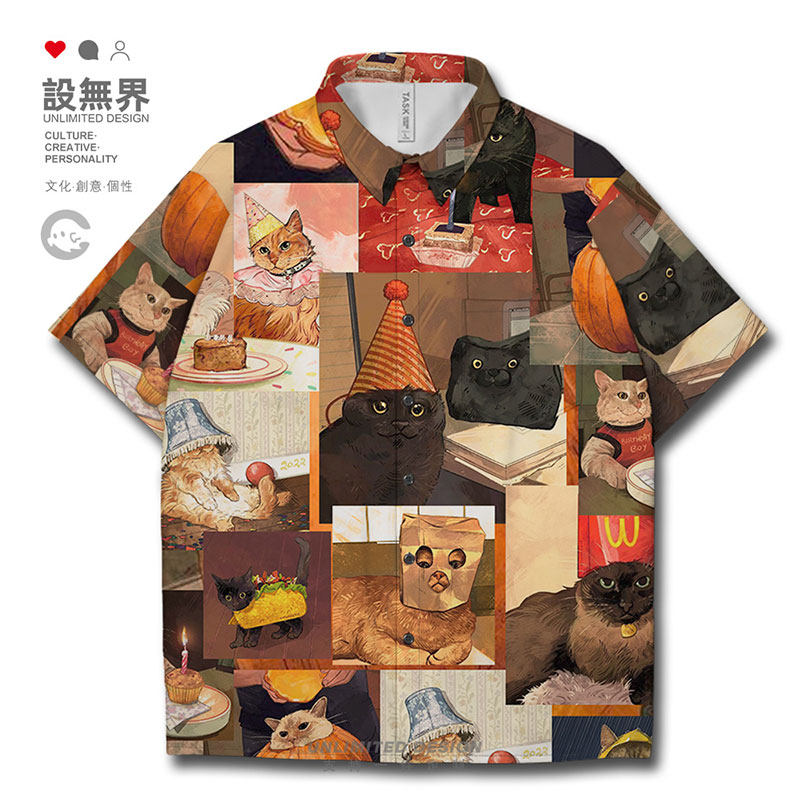 沙雕搞怪猫咪的日常拼贴插画大码