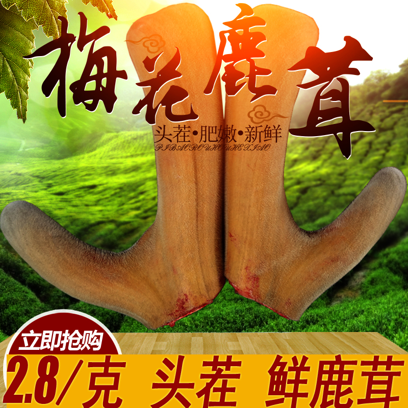 年新割鹿茸鲜鹿茸新鲜梅花鹿茸头茬二杠鹿茸整枝鹿茸连刃切片2018