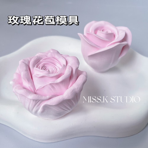 立体玫瑰花扩香石石膏摆件香薰蜡烛硅胶模具diy蛋糕装饰模具
