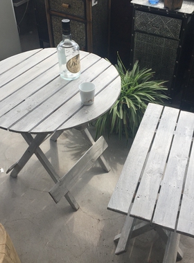 美式乡村风复古做旧木质白色桌子