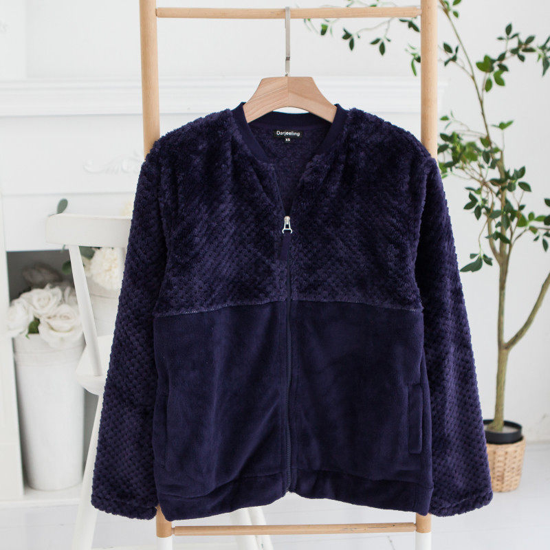 FRENCH ORDER FOR FALL|WINTER NEW WOMENS THICK CORAL VELVET LONG-SLEEVED ZIP-UP JACKET