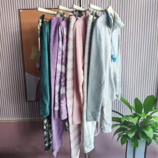 欧美风质感珊瑚绒睡衣家居服套装女长袖长裤秋冬保暖居家服