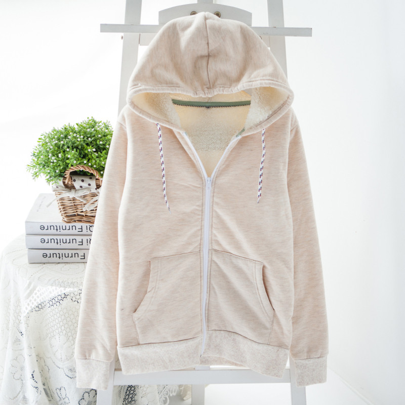 日系厚实羊羔绒柔软保暖卫衣外套