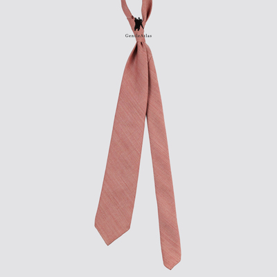 限量藕粉色领带意式手工三褶