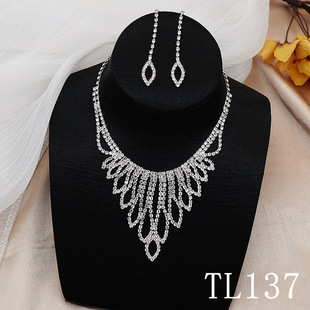 Diamond necklace earrings set party accessories women gift