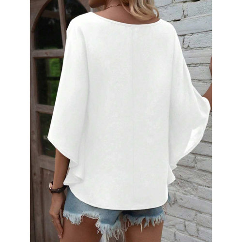 Solid Button Fashion Women's Short Tee 纯色纽扣时尚女上衣
