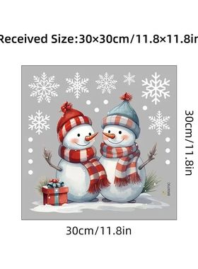 New Year Windows Stickers Cartoon Snowman Snowflakes Christm