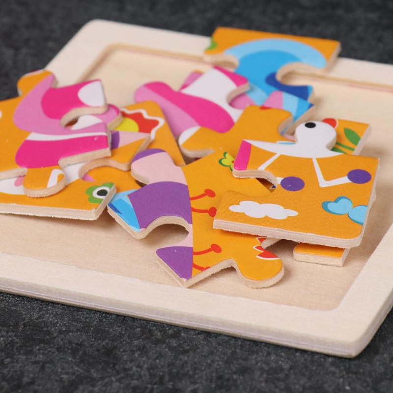 9 pieces of wooden childrens jigsaw puzzle toy baby ear