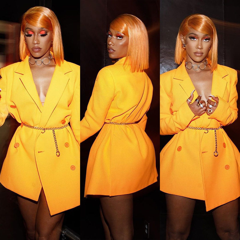 Yellow suit dress黄色时尚西装外套 欧美风中长西服连衣裙通勤