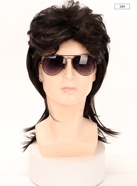 欧美70 80年代男士摇滚派对万圣节酒吧夜店舞台演出假发Men's