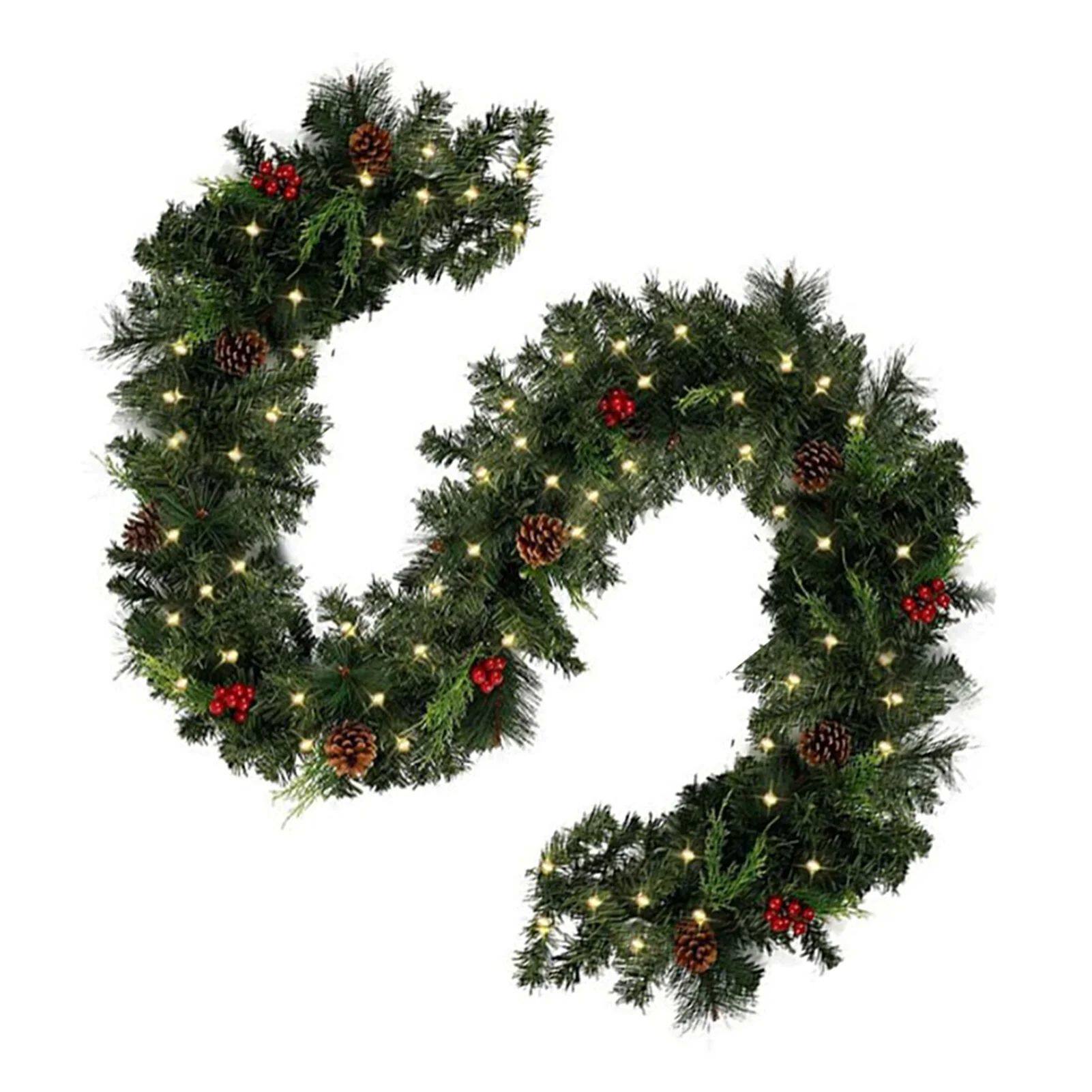 Christmas Garlands With Pinecones Red Berries Artificial Chr