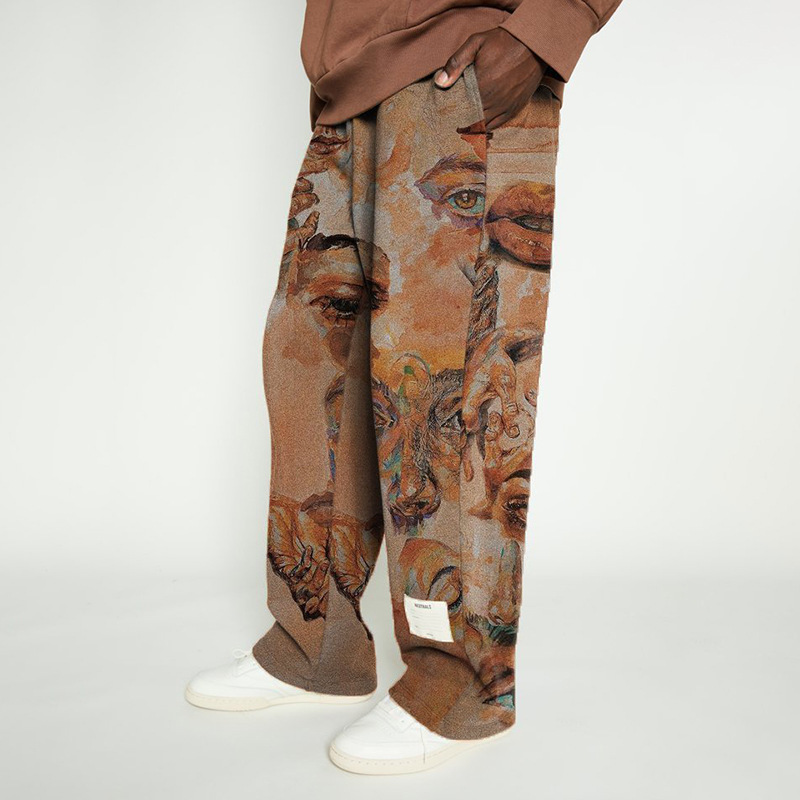 Men's Fashion Printed Medium Waist Relaxed Pants男装时尚