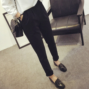 裤 2023新款 女宽松九分OL西装 黑色显瘦休闲哈伦裤 子潮 春夏百搭韩版