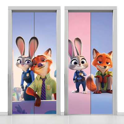 疯狂动物城电梯门自粘防水贴纸
