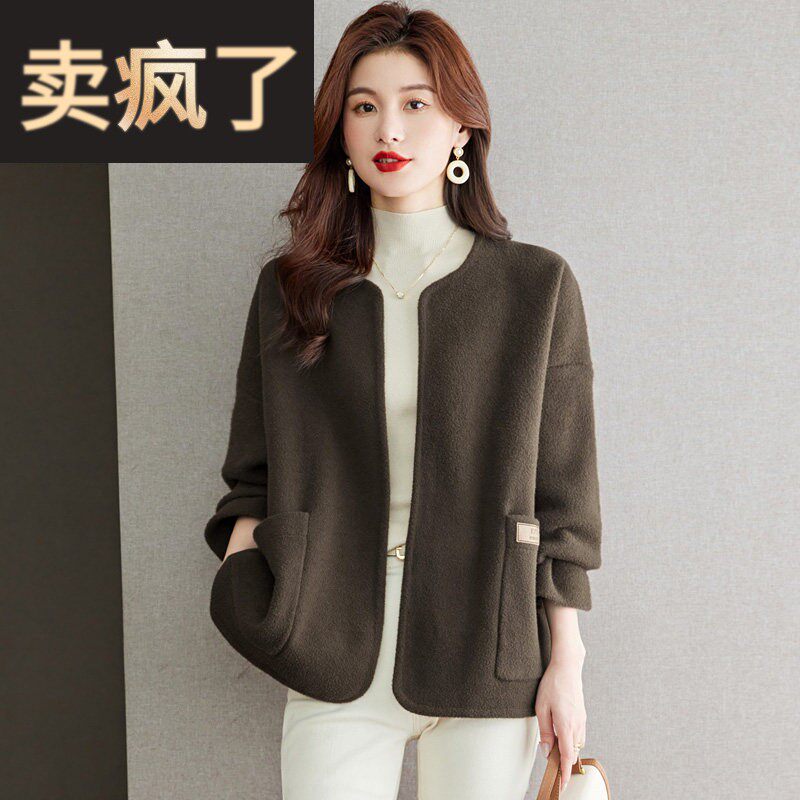 小香风毛呢女士短外套女早春2026新款气质圆领西装上衣针织衫开衫