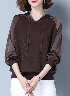 连帽运动衫女春秋中年妈妈秋装2025年新款女装时尚洋派减龄拼接上