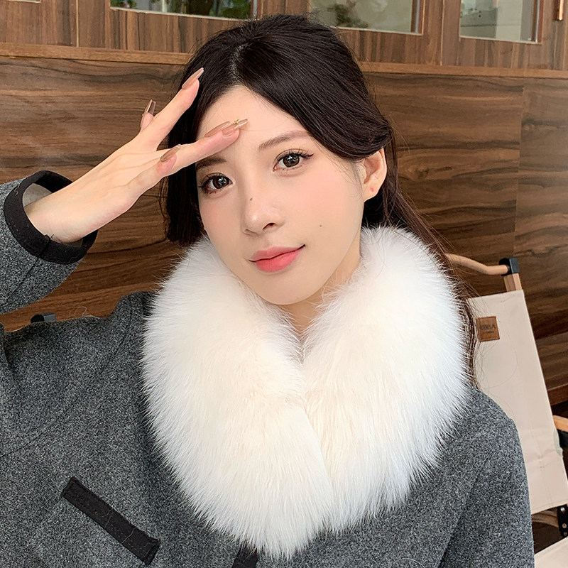 爆款狐狸毛围巾真毛女冬季百搭皮草毛毛围脖时尚毛领围巾加宽保暖