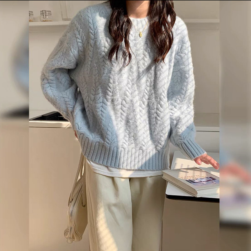 软糯慵懒风麻花毛衣女秋冬加厚