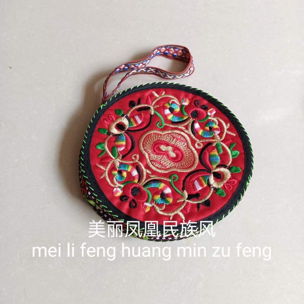凤凰古城民族风两面绣花手玲包民族特色刺绣小圆包钥匙包零钱包