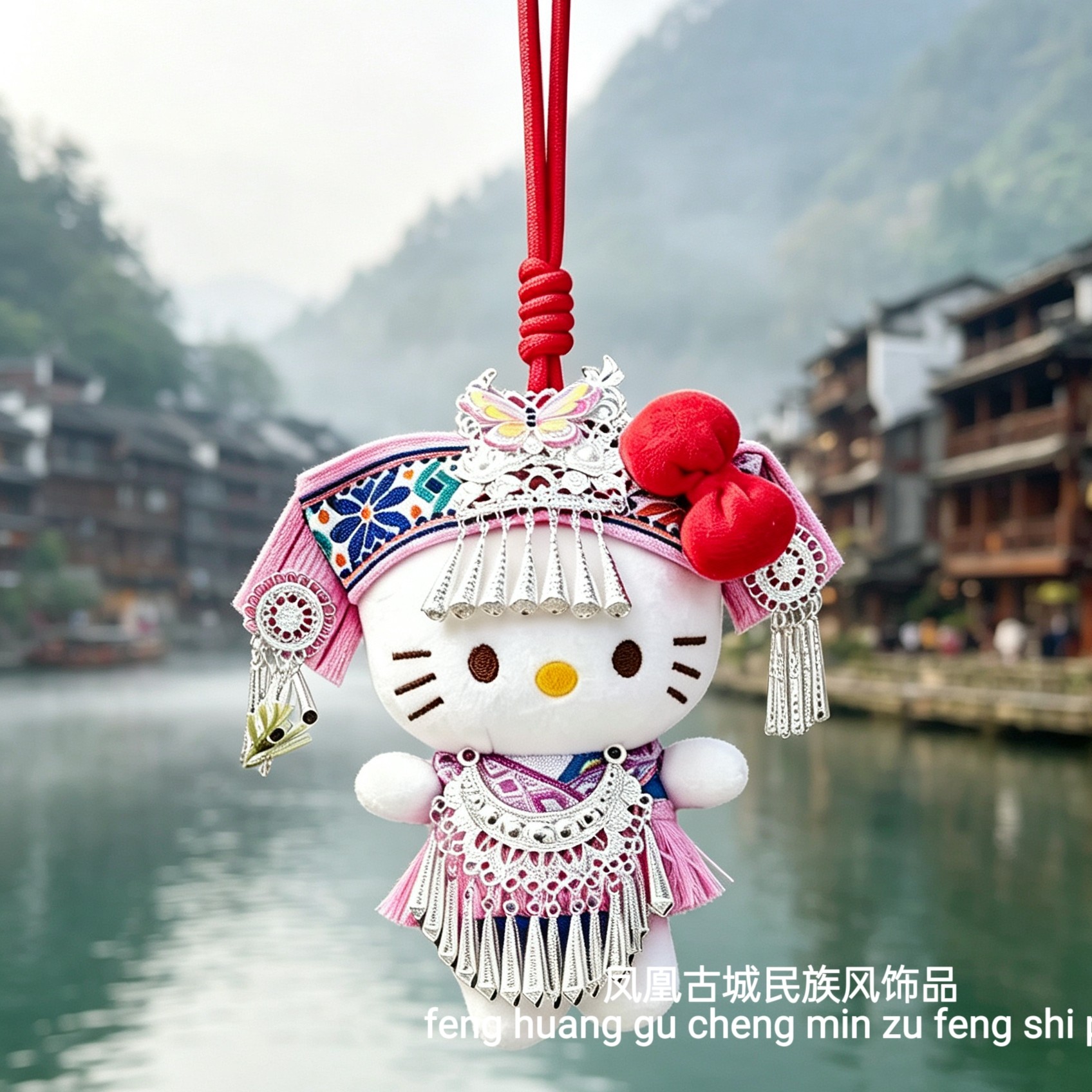 苗疆少女KT猫包包挂饰公仔布艺玩偶挂饰文创旅游纪念品爆款送礼