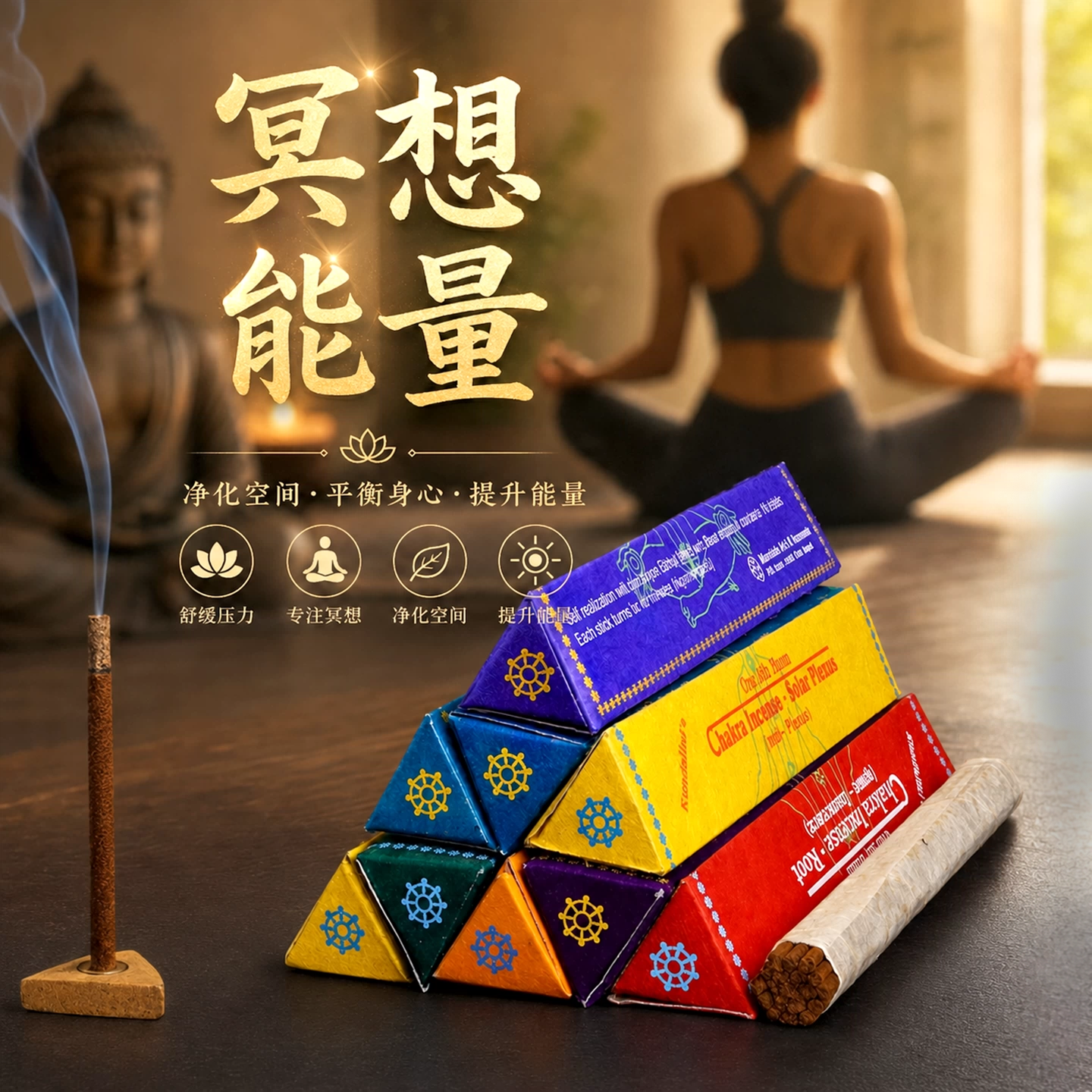 瑜伽能量线香净化磁场守护能量安神助眠熏香消除焦虑抑郁熏香瓦纳