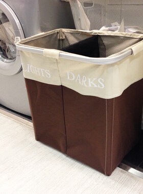 大号牛津布脏衣篓双桶脏衣篮脏衣篓 双格脏衣服收纳筐双篮洗衣篮