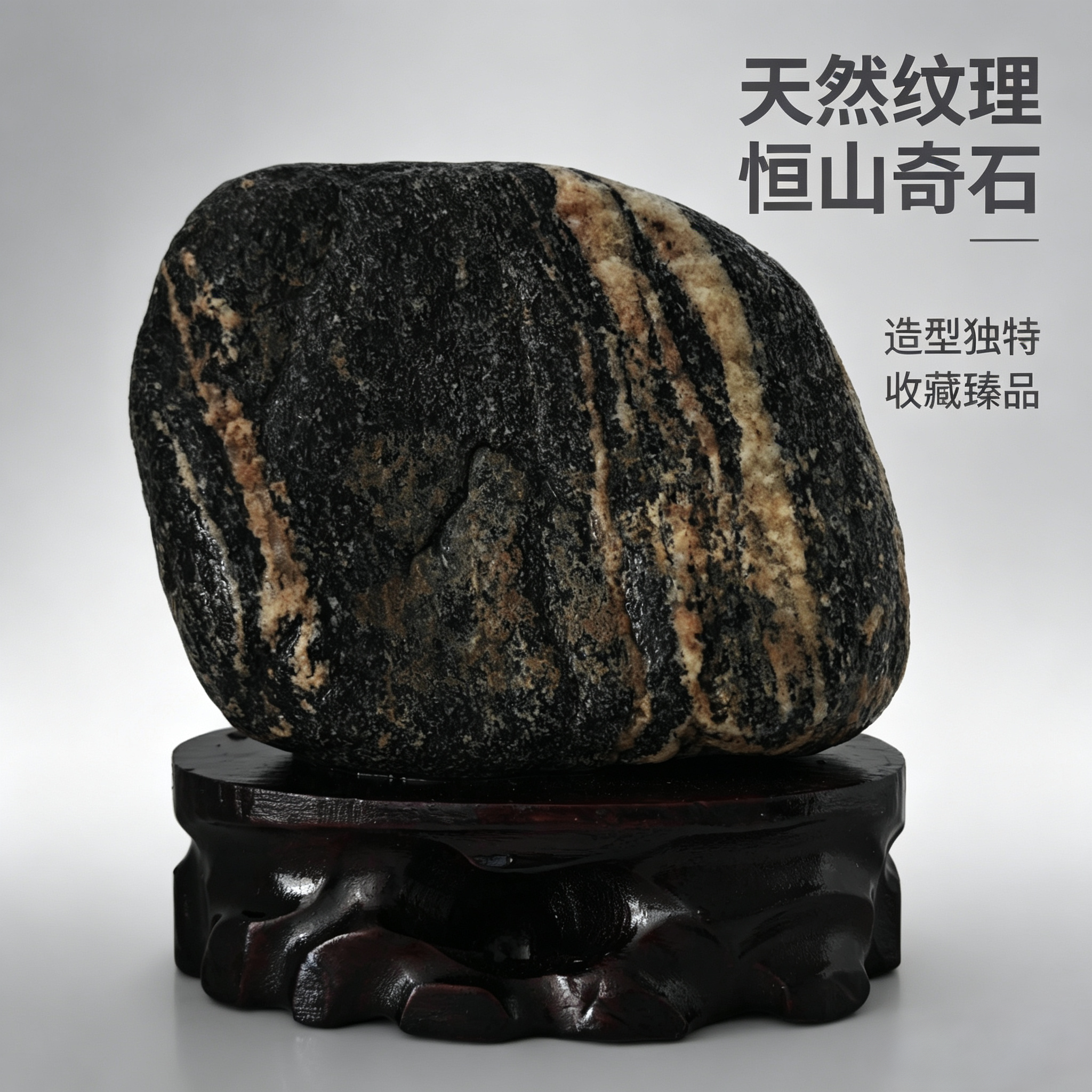 老字号视频现场现找正宗恒山石天然石头靠山石招财风水石镇宅摆件