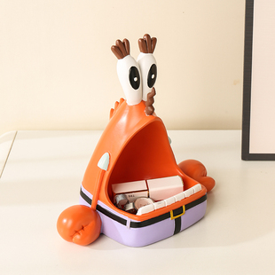 蟹老板放钥匙收纳摆件桌面创意玄关入户门置物盒托盘海绵宝宝周边