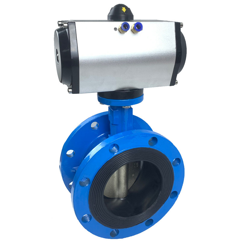 气动法兰蝶阀d641x-16软密封开关球墨铸铁切断阀dn80 100 200 3