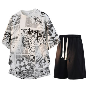 短袖 短裤 现货2026夏新款 8XL 中裤 休闲潮男士 五分裤 外贸大码 套装