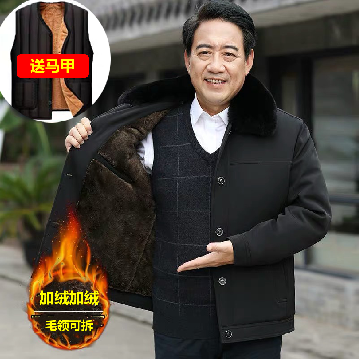 中老年男士棉袄秋冬季加厚爸爸装