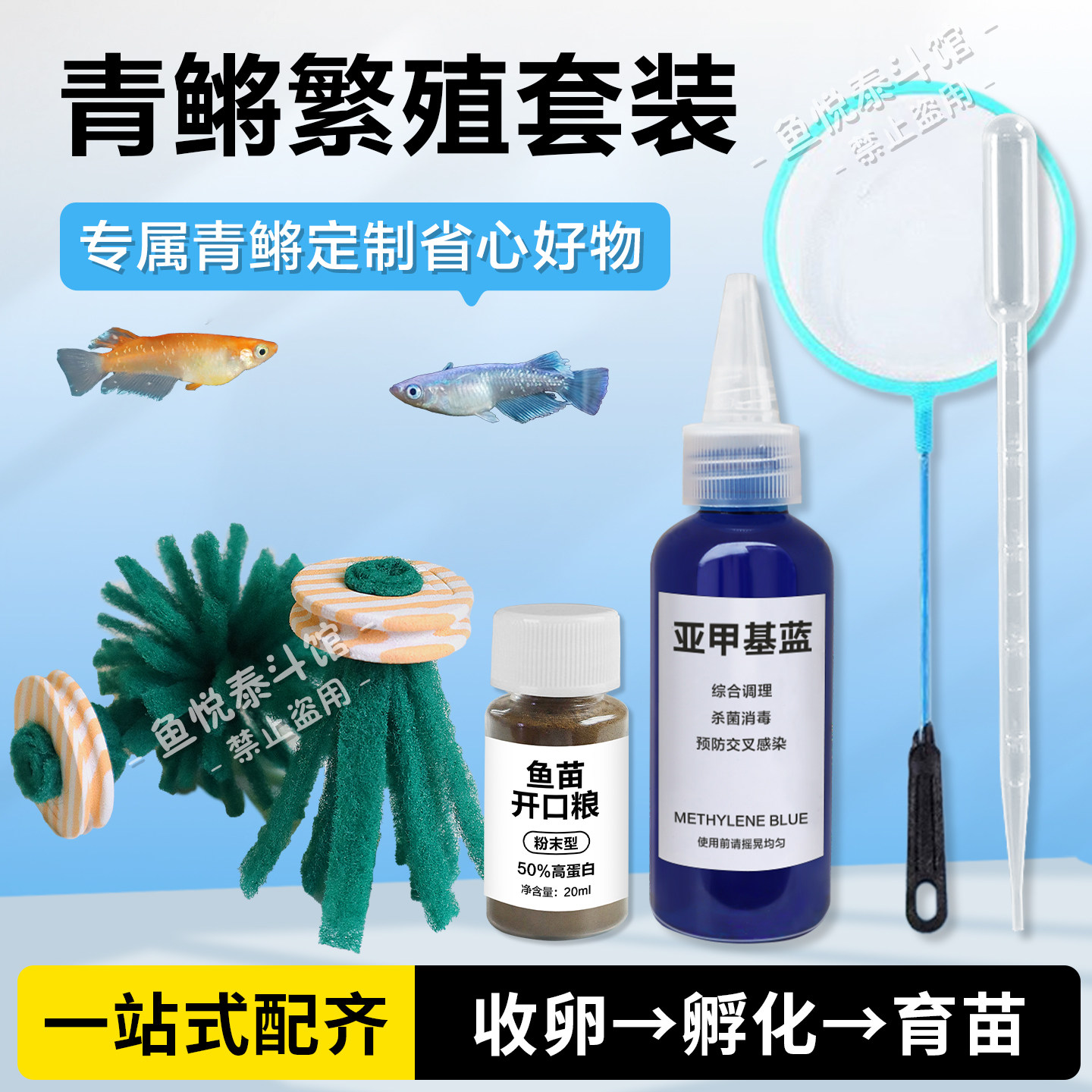 青鳉繁殖工具大全青鳉鱼卵孵化杀菌密网鱼捞收卵器鱼苗粉末饲料