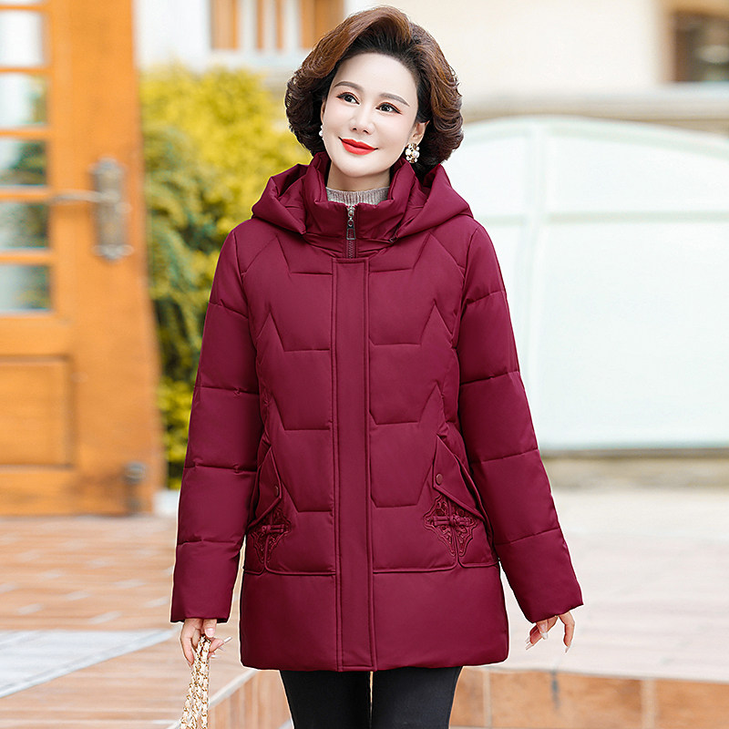 妈妈羽绒棉服中长款大码2025新款老年人棉袄中老年女冬装棉衣外套