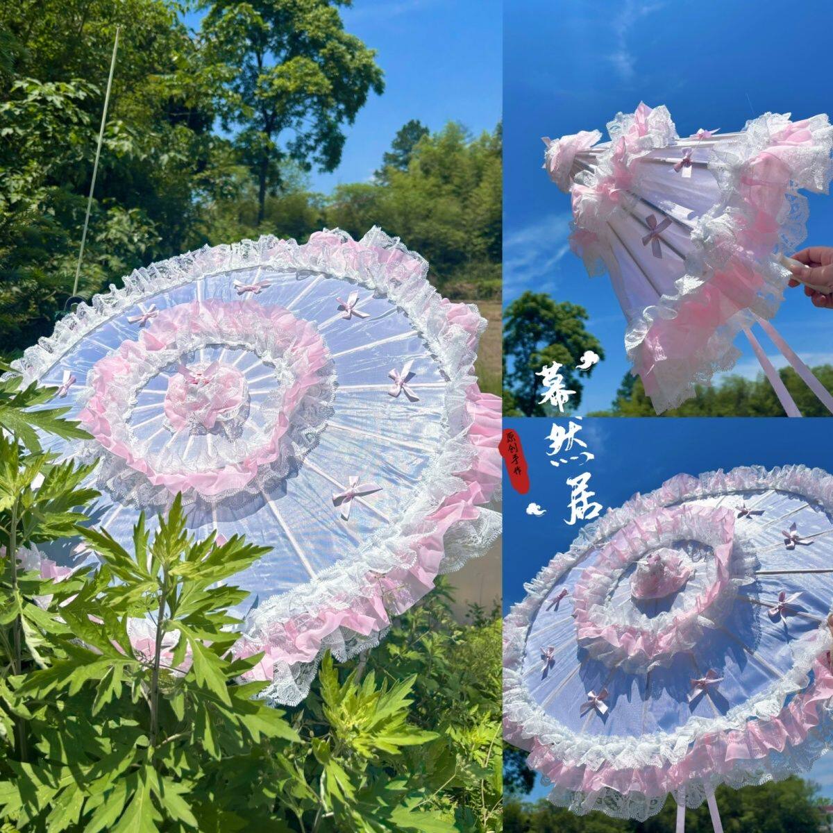 遮阳原创Lolita新款汉洋折中蕾丝花伞蝴蝶结可爱百搭拍照手持道具