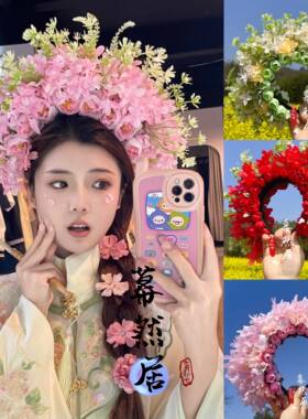 泉州浔埔女簪花头饰民族发箍绢花立体爆款写真中国风簪花发饰儿童