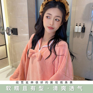 珊瑚绒睡袍中长款宽松法兰绒睡衣女秋冬厚加绒大码连衣裙睡裙浴袍