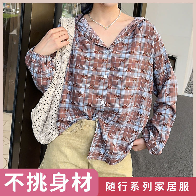 棉绸沙滩连帽防晒衣女士夏季宽松开衫年轻长袖外套薄款空调屋上衣