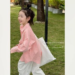 男女童防晒薄款衬衫韩版休闲2024年新款韩版儿童百搭长袖上衣外套