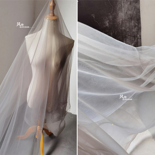 原创进口高档寂灭灰网纱 设计师半透明演出舞台连衣裙蓬蓬裙面料