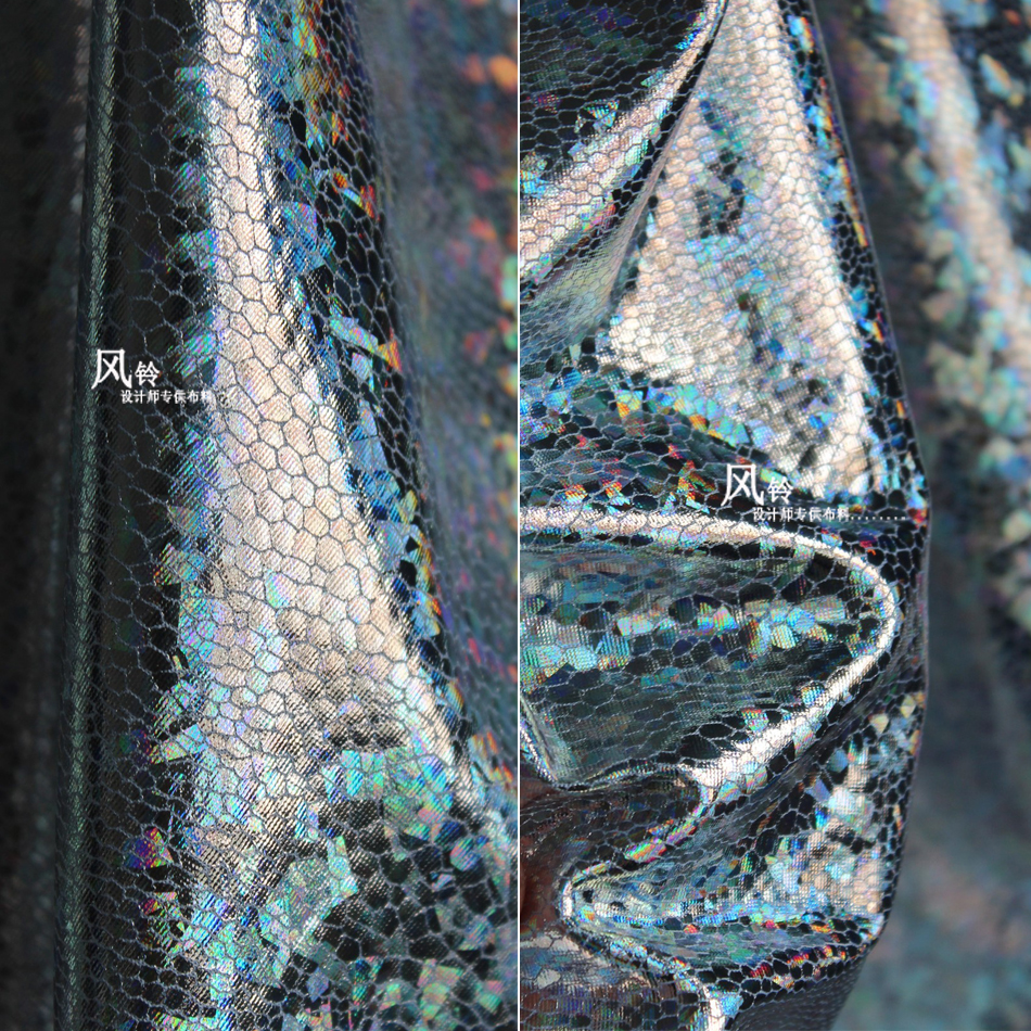 反光幻彩镭射弹力布金属薄款镜面