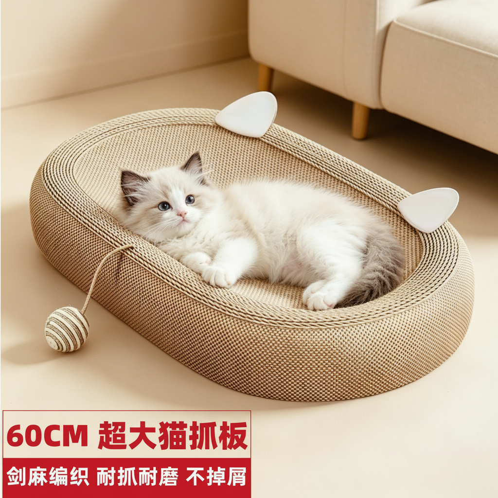 剑麻猫抓板猫窝耐磨不易掉屑耐抓麻绳一体猫爪板大号磨爪猫咪用品