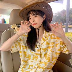 Summer new vintage Hawaiian holiday Print Shirt casual top