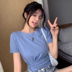 Real price ා summer 2021 new Korean style T-shirt with short sleeves and design sense base coat