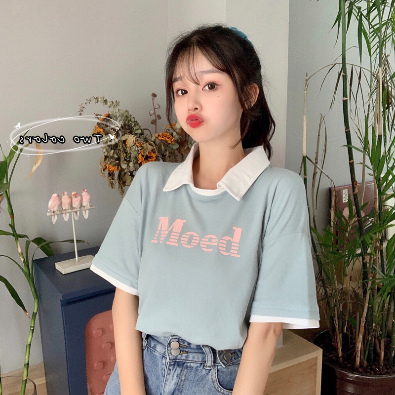 T-shirt female 2021 new summer Korean loose student Japanese Short Sleeve Polo Top
