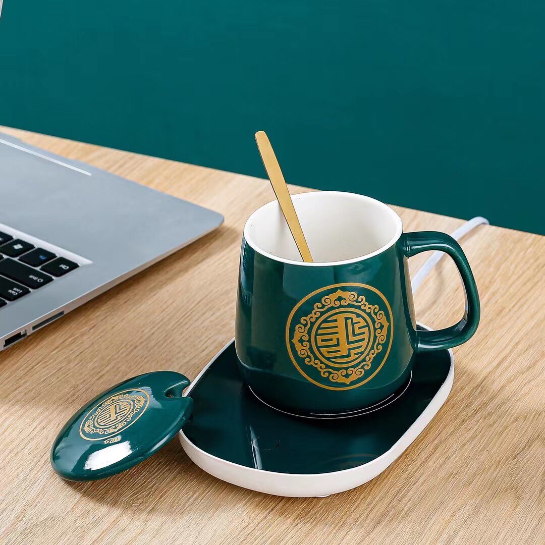 蒙古特色茶杯蒙族回礼品礼盒带盖杯插电电磁加热咖啡杯奶茶杯水杯