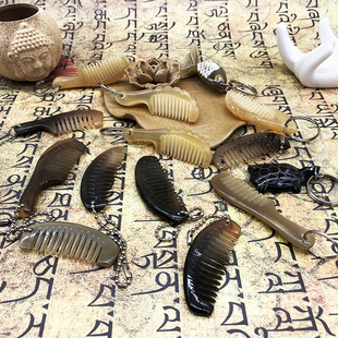 牛角钥匙扣天然黄牛角手工雕刻长寿龟挂件饰品内蒙古工艺品钥匙链