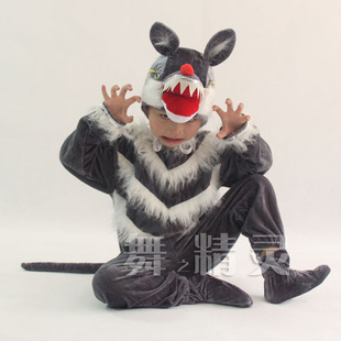 促销新款森林卡通动物大灰狼儿童演出服装男女成人舞台表演亲子衣