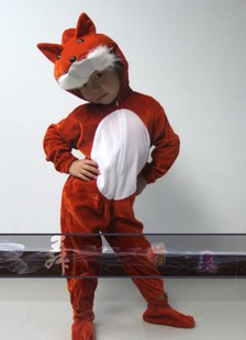 圣诞连体动物狐狸儿童演出服成人亲子游戏老虎表演服话剧狐假虎威