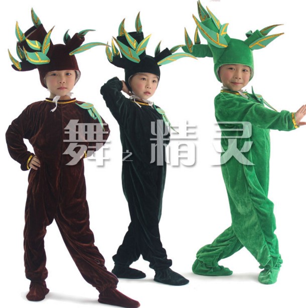 圣诞新款植物树木大树儿童演出服男女成人亲子游戏舞蹈表演服小树